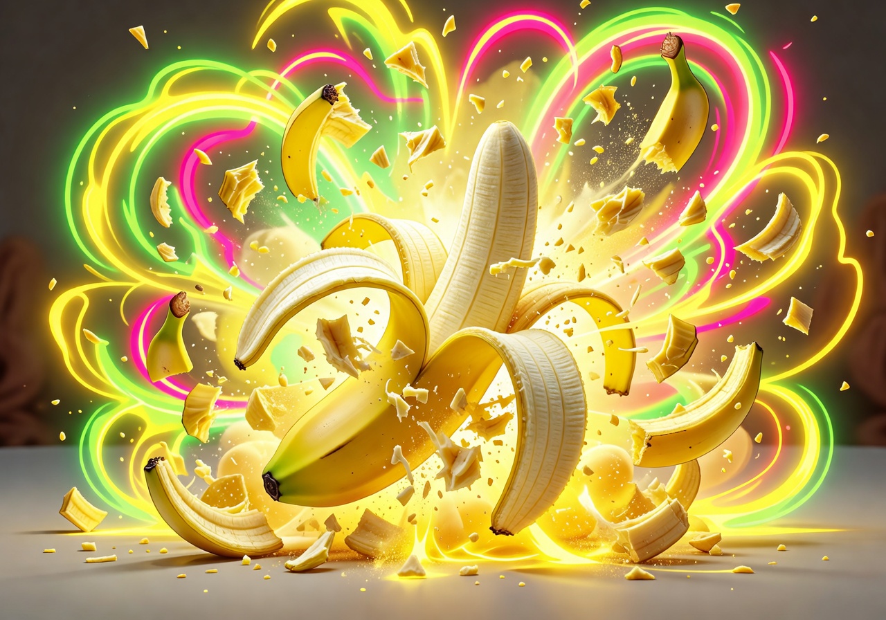 Banana explosion cartoon glow element